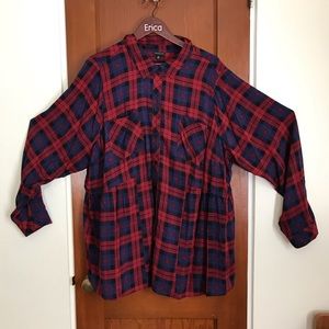Torrid plus size button up plaid blouse